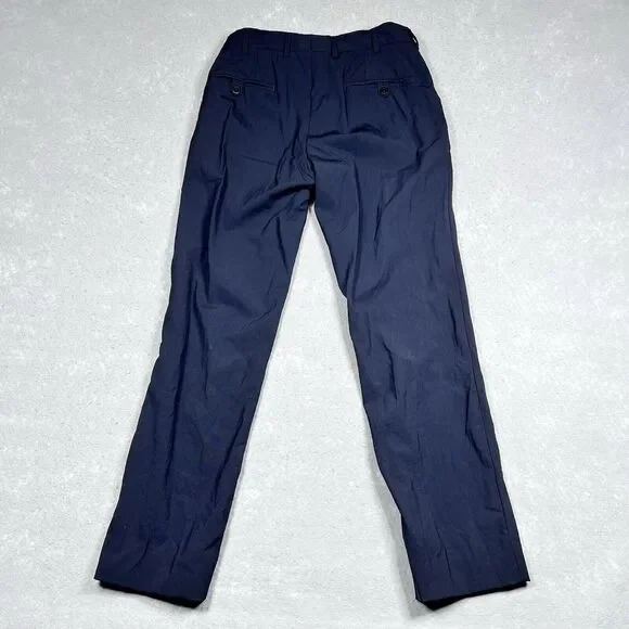 Prada Milano Pants Womens Size 44/26 Blue Button Front Tapered Leg